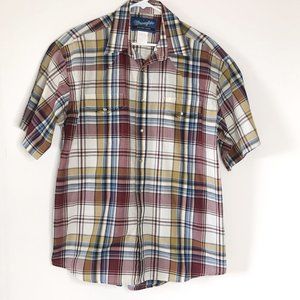 Vintage Wrangler Plaid Pearl Snap Shirt - Large